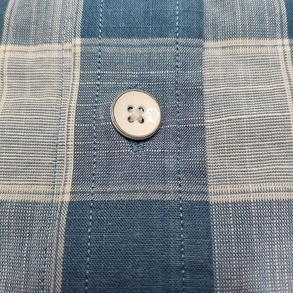 Banana Republic Men XL Blue Check Standard Fit‎ Cotton Button Shirt